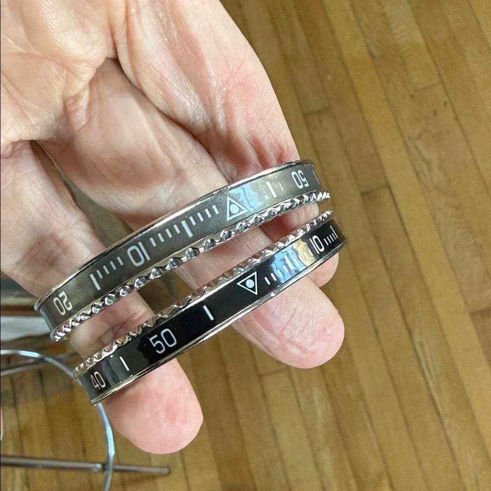 Silver and Black Wearable Tech Bracelet set of two